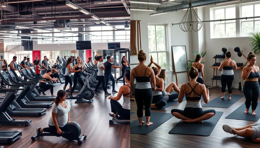 commercial gyms versus boutique studios